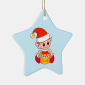 Kerstmis op lichtblauw keramisch ornament (Rechts)