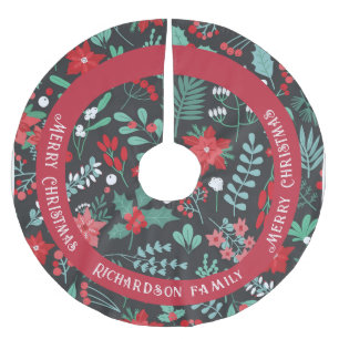 Kerstmis op maat familienaam bloem patroon kerstboom rok