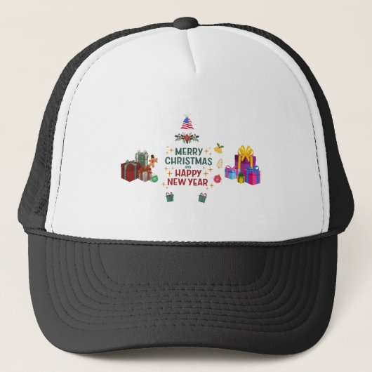 Kerstmis op maat gemaakte schuimtruckershoed, Wit Trucker Pet (Voorkant)
