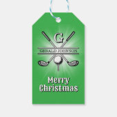 Kerstmis op maat golf monogram ontwerp cadeaulabel (Achterkant)