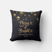 Kerstmis op Maat Goud Zwart Kerstfeest Kussen (Voorkant)