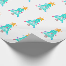Kerstmis op maat met het kunstwerk van uw kind cadeaupapier