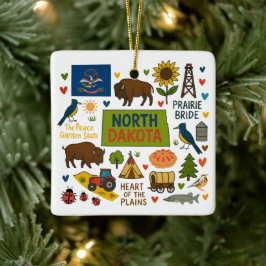 Kerstmis op maat voor familie in North Dakota Keramisch Ornament