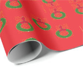 Kerstmis op rood cadeaupapier (Rol Hoek)