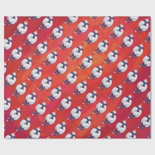 Kerstmis op rood cadeaupapier (Vlak)