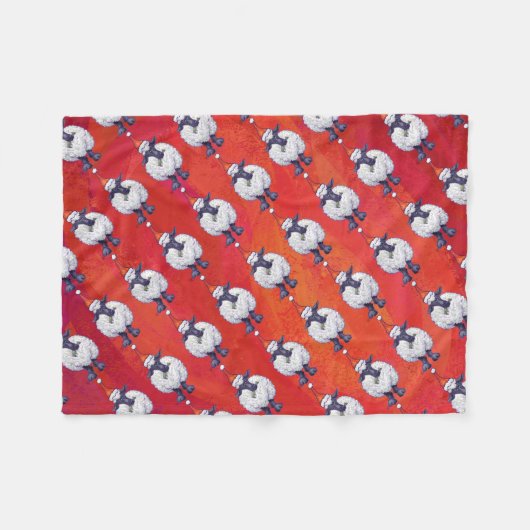 Kerstmis op rood fleece deken (Voorkant (Horizontaal))