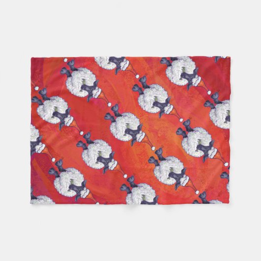 Kerstmis op rood fleece deken (Voorkant (Horizontaal))