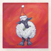 Kerstmis op rood glazen onderzetter (Voorkant)