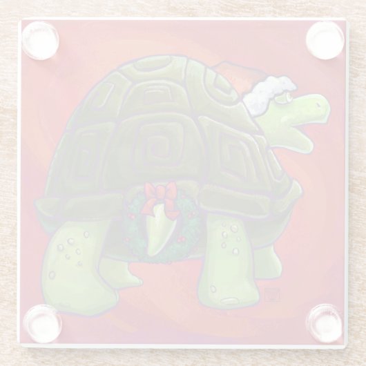 Kerstmis op rood glazen onderzetter (Achterkant)