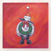 Kerstmis op rood glazen onderzetter (Voorkant)