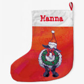 Kerstmis op rood grote kerstsok (Achterkant)