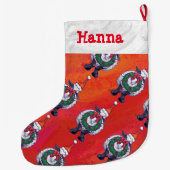 Kerstmis op rood grote kerstsok (Achterkant)