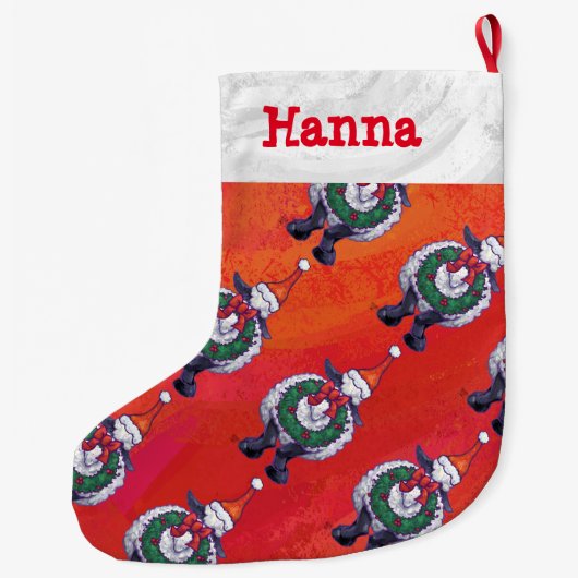 Kerstmis op rood grote kerstsok (Achterkant)