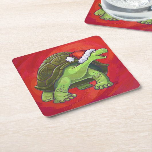 Kerstmis op rood kartonnen onderzetters (Schuin)