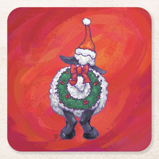 Kerstmis op rood kartonnen onderzetters (Voorkant)