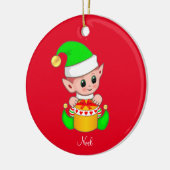 Kerstmis op rood keramisch ornament (Links)