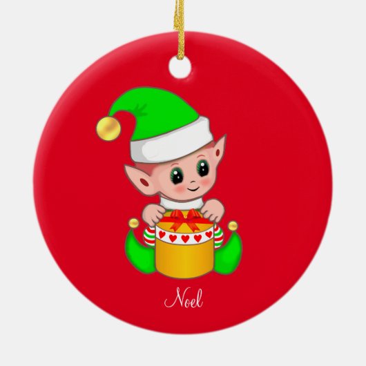 Kerstmis op rood keramisch ornament (Achterkant)