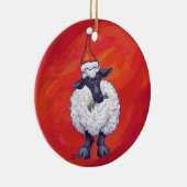 Kerstmis op rood keramisch ornament (Rechts)