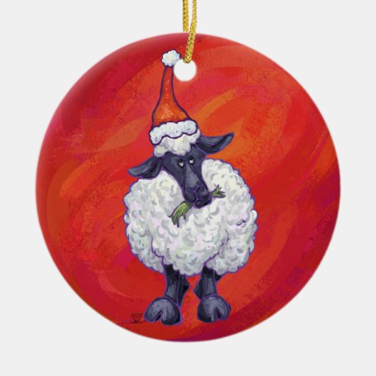 Kerstmis op rood keramisch ornament (Voorkant)