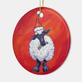 Kerstmis op rood keramisch ornament (Links)