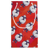 Kerstmis op rood klein cadeauzakje (Achterkant)