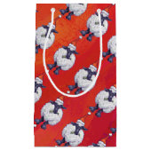 Kerstmis op rood klein cadeauzakje (Voorkant)