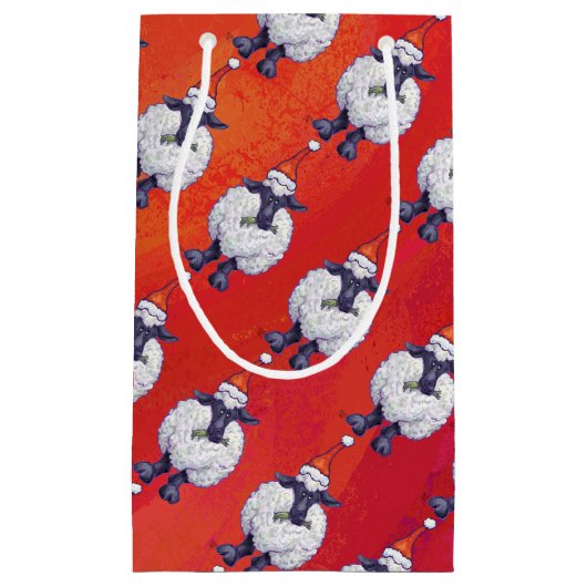 Kerstmis op rood klein cadeauzakje (Voorkant)