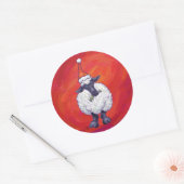 Kerstmis op rood ronde sticker (Envelop)