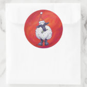 Kerstmis op rood ronde sticker (Tas)