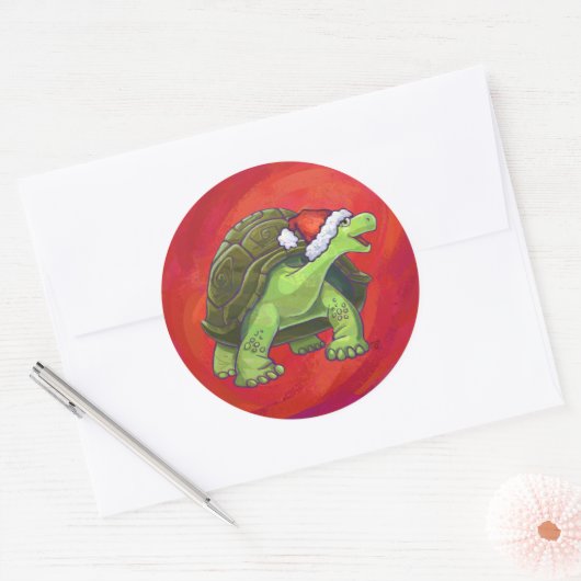 Kerstmis op rood ronde sticker (Envelop)