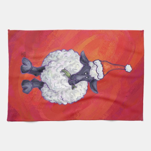 Kerstmis op rood theedoek (Horizontaal)