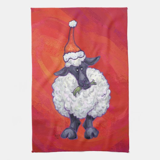 Kerstmis op rood theedoek (Verticaal)