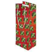 Kerstmis op rood wijn cadeautas (Achterkant Gekanteld)