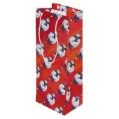 Kerstmis op rood wijn cadeautas (Achterkant Gekanteld)