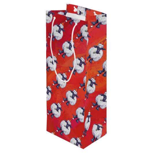 Kerstmis op rood wijn cadeautas (Achterkant Gekanteld)