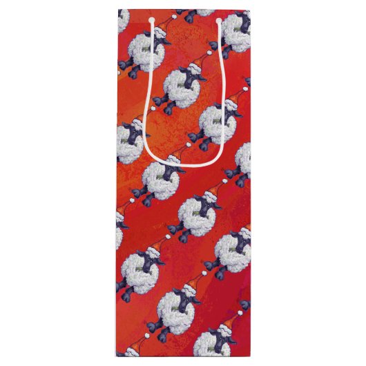 Kerstmis op rood wijn cadeautas (Voorkant)