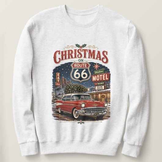 Kerstmis op Route 66 Vintage Auto Trui (Design voorkant)