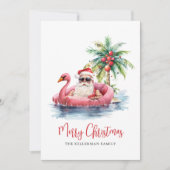 Kerstmis op Santa Tropical Beach Feestdagenkaart (Voorkant)