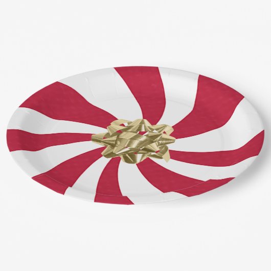 Kerstmis op Snoep Peppermint Papieren Bordje (Gekanteld)