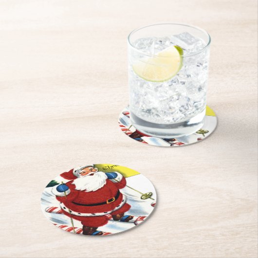 Kerstmis op snoepsuikerriet ronde kartonnen onderzetter (Insitu)