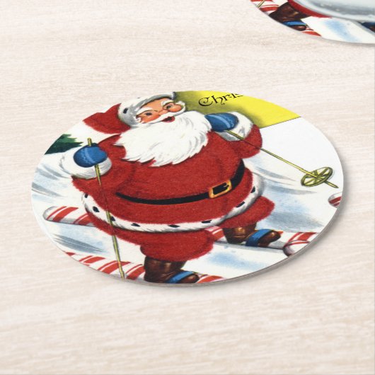 Kerstmis op snoepsuikerriet ronde kartonnen onderzetter (Gebogen)