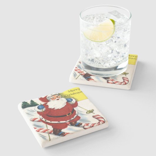 Kerstmis op snoepsuikerriet stenen onderzetter (Zijkant)