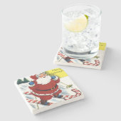 Kerstmis op snoepsuikerriet stenen onderzetter (Zijkant)