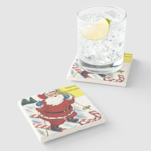 Kerstmis op snoepsuikerriet stenen onderzetter (Zijkant)