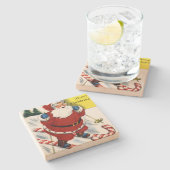 Kerstmis op snoepsuikerriet stenen onderzetter (Zijkant)