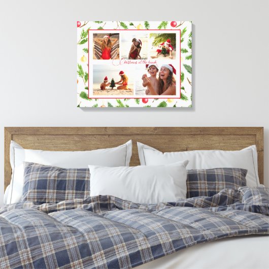 Kerstmis op strand 5 foto Collage Modern Canvas Afdruk (Insitu (Slaapkamer))