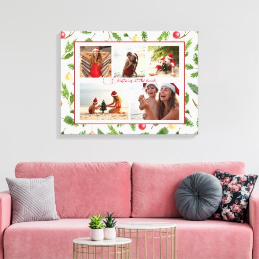 Kerstmis op strand 5 foto Collage Modern Canvas Afdruk (Insitu (Woonkamer))