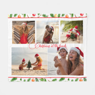 Kerstmis op strand 5 foto Collage Modern Fleece Deken
