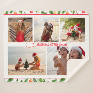 Kerstmis op strand 5 foto Collage Modern Sherpa Deken