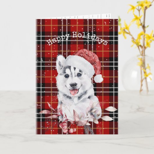 Kerstmis op Tartan Betaalde Kaart (Gele Bloem)